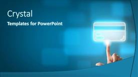  Presentation with application - PPT theme consisting of man-choosing-application-icon background and a ocean colored foreground