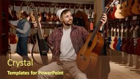  Presentation with acoustic - PPT theme enhanced with man-choosing-between-acoustic background and a tawny brown colored foreground