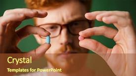  Presentation with wind energy close up portrait - Theme having man choosing between two pill background and a tawny brown colored foreground