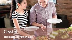  Presentation with asian food - Cool new slide set with man choosing food at indonesia backdrop and a  colored foreground