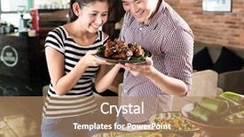  Presentation with asian culture and food - PPT layouts consisting of man choosing food at indonesia background and a  colored foreground