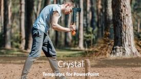  Presentation with wood - Amazing presentation design having man-chopping-wood backdrop and a coral colored foreground