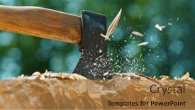  Presentation with wooden - Presentation design with man-chopping-wooden-logs background and a coral colored foreground