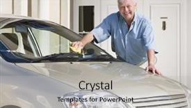 Presentation with car cleaning - Amazing slides having man cleaning car outside house backdrop and a light gray colored foreground