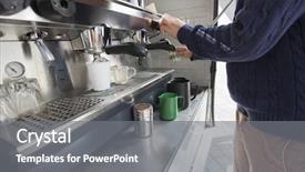  Presentation with vendor - Beautiful presentation theme featuring man cleaning coffee machine backdrop and a gray colored foreground
