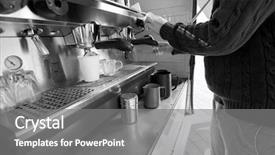  Presentation with machine shop - Slide deck consisting of man cleaning coffee machine background and a gray colored foreground