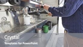  Presentation with vendor - PPT theme featuring man cleaning coffee machine background and a gray colored foreground