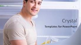  Presentation with hygiene - PPT theme enhanced with man cleaning fridge in hygiene concept background and a light blue colored foreground