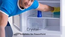  Presentation with hygiene - Beautiful PPT layouts featuring man-cleaning-fridge-in-hygiene backdrop and a light blue colored foreground