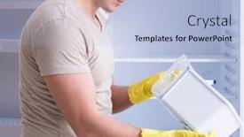  Presentation with hygiene - Presentation featuring man-cleaning-fridge-in-hygiene background and a light blue colored foreground