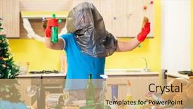  Presentation with christmas party - Amazing theme having man cleaning kitchen after christmas backdrop and a  colored foreground