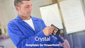  Presentation with cleaning - Beautiful PPT layouts featuring man-cleaning-out-vacuum-attachment backdrop and a cobalt blue colored foreground