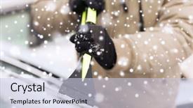  Presentation with car cleaning - Audience pleasing presentation consisting of man cleaning snow from car backdrop and a lemonade colored foreground