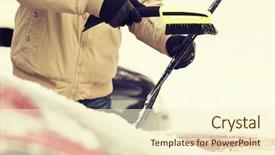  Presentation with car cleaning - Amazing PPT layouts having man cleaning snow from car backdrop and a cream colored foreground