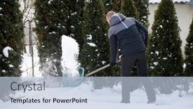  Presentation with cleaning day - Audience pleasing slides consisting of man-cleaning-snow-with-shovel backdrop and a light blue colored foreground