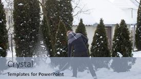  Presentation with cleaning day - Cool new PPT layouts with man-cleaning-snow-with-shovel backdrop and a light blue colored foreground