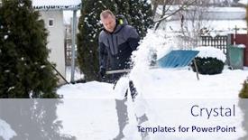  Presentation with cleaning day - Slide deck enhanced with man-cleaning-snow-with-shovel background and a sky blue colored foreground