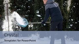  Presentation with cleaning day - Theme consisting of man-cleaning-snow-with-shovel background and a light blue colored foreground