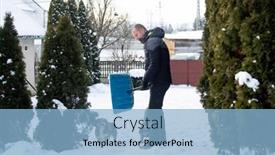  Presentation with cleaning day - Beautiful PPT layouts featuring man-cleaning-snow-with-shovel backdrop and a light blue colored foreground