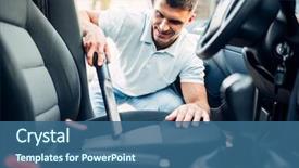  Presentation with interior - Audience pleasing slides consisting of man cleans car interior backdrop and a ocean colored foreground