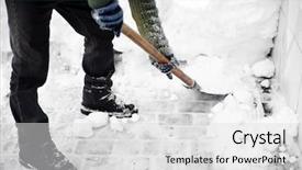  Presentation with street - Audience pleasing PPT layouts consisting of man clearing street from snow backdrop and a  colored foreground