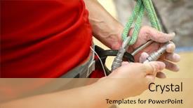  Presentation with safety - Slide deck having man climber with safety rope background and a  colored foreground