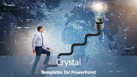  Presentation with businessman climbing the career ladder - Cool new slides with man climbing career ladder towards backdrop and a teal colored foreground