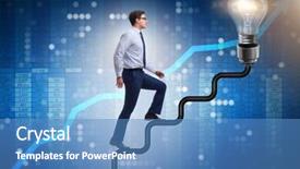  Presentation with light bulb - Cool new PPT layouts with man climbing career ladder towards backdrop and a teal colored foreground
