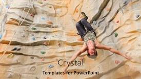  Presentation with cliff - Slide set with man-climbing-on-man-made background and a coral colored foreground