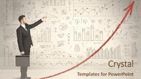  Presentation with business man climbs up to the top of 3d success stairs steps - Slides consisting of man climbing on red graph background and a lemonade colored foreground