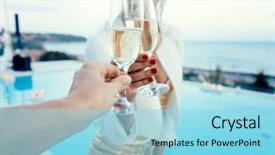  Presentation with elegant party - Amazing presentation theme having man clinking glasses at elegant backdrop and a arctic colored foreground