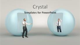  Presentation with zone - Theme with man-comes-out background and a light gray colored foreground