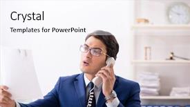  Presentation with workload - Slides featuring man complaining about his workload background and a  colored foreground