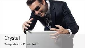  Presentation with pirate - Slides enhanced with man computer pirate caucasian background and a  colored foreground