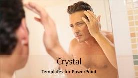  Presentation with hair loss - Beautiful PPT layouts featuring man concerned with hair loss backdrop and a coral colored foreground