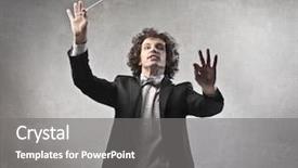  Presentation with orchestra - Colorful presentation enhanced with man conducting an orchestra backdrop and a gray colored foreground