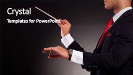  Presentation with baton - Beautiful PPT theme featuring man conducting with a conductor backdrop and a black colored foreground