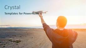  Presentation with journey - Slide set featuring man-controlling-fly-drone background and a sky blue colored foreground