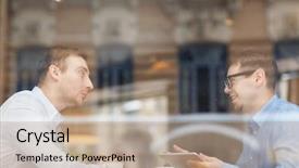  Presentation with two men climbing - Cool new slides with man conversation - side view portrait of two backdrop and a  colored foreground