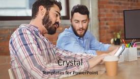  Presentation with boats digital - Cool new presentation with man conversation - young businessman looking towards digital backdrop and a  colored foreground