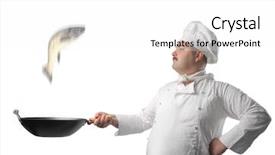  Presentation with cooking - Slide deck featuring man cooking a fish background and a white colored foreground
