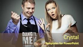  Presentation with wife - Audience pleasing slides consisting of man cooking some strange things backdrop and a tawny brown colored foreground