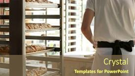  Presentation with bakery - Slide deck featuring man-cooking-strudels-in-bakery background and a  colored foreground