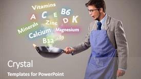  Presentation with minerals - Beautiful theme featuring man cooking vitamins and minerals backdrop and a gray colored foreground
