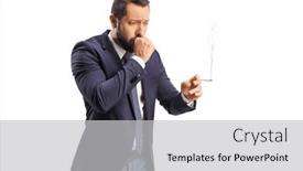  Presentation with cigarette - Slide set having man-coughing-and-holding background and a light gray colored foreground