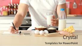  Presentation with counting - Colorful presentation enhanced with man counting calories on table backdrop and a lemonade colored foreground