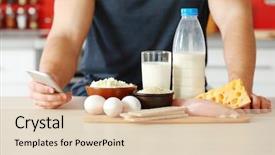  Presentation with man relaxing on massage table - Amazing presentation having man counting calories on table backdrop and a lemonade colored foreground