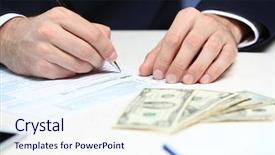  Presentation with counting - Beautiful presentation featuring man counting money and making backdrop and a sky blue colored foreground