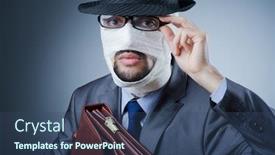  Presentation with medical bandages - Slides consisting of man-covered-in-medical-bandages background and a ocean colored foreground