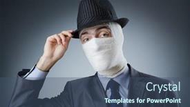  Presentation with medical bandages - Presentation theme consisting of man-covered-in-medical-bandages background and a ocean colored foreground